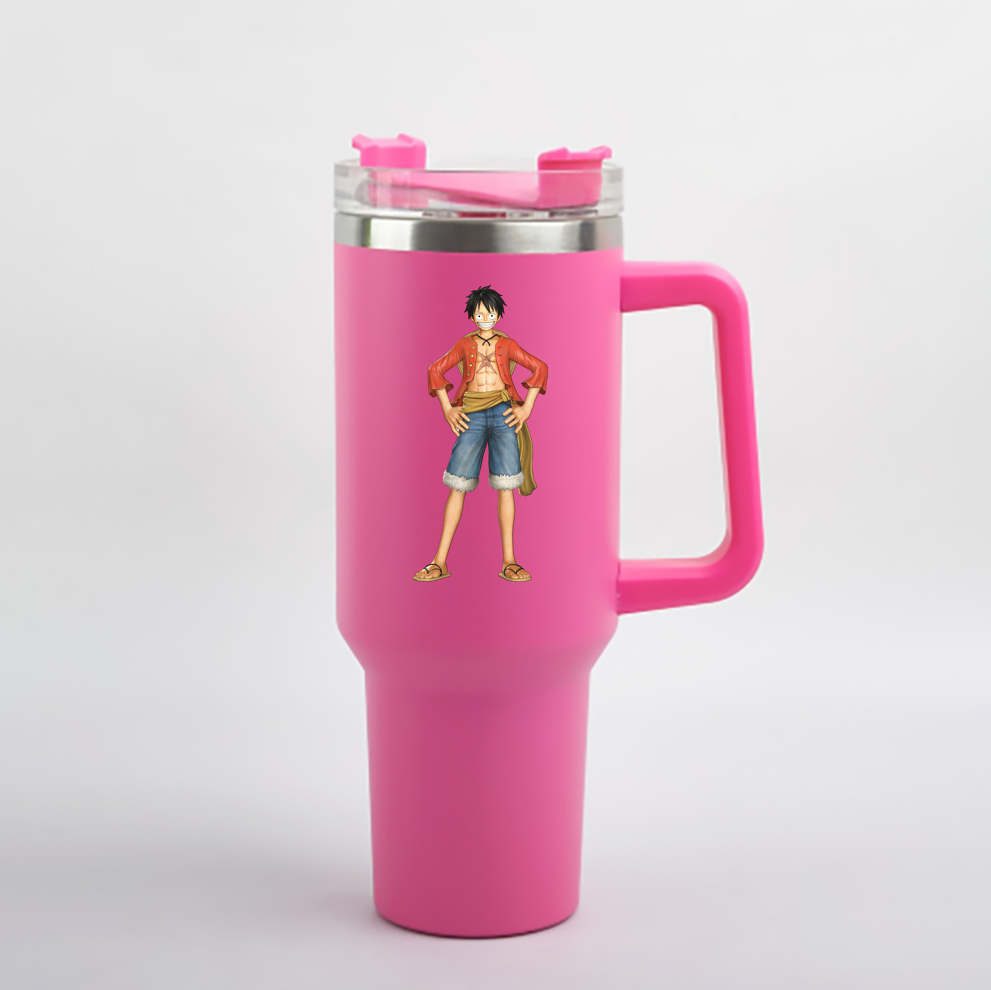 ワンピース モンキー・D・ルフィ ONE PIECE Monkey D. Luffy 1200mL車用タンブラー - クリスタルステッカー（プラスチックストロー付き）